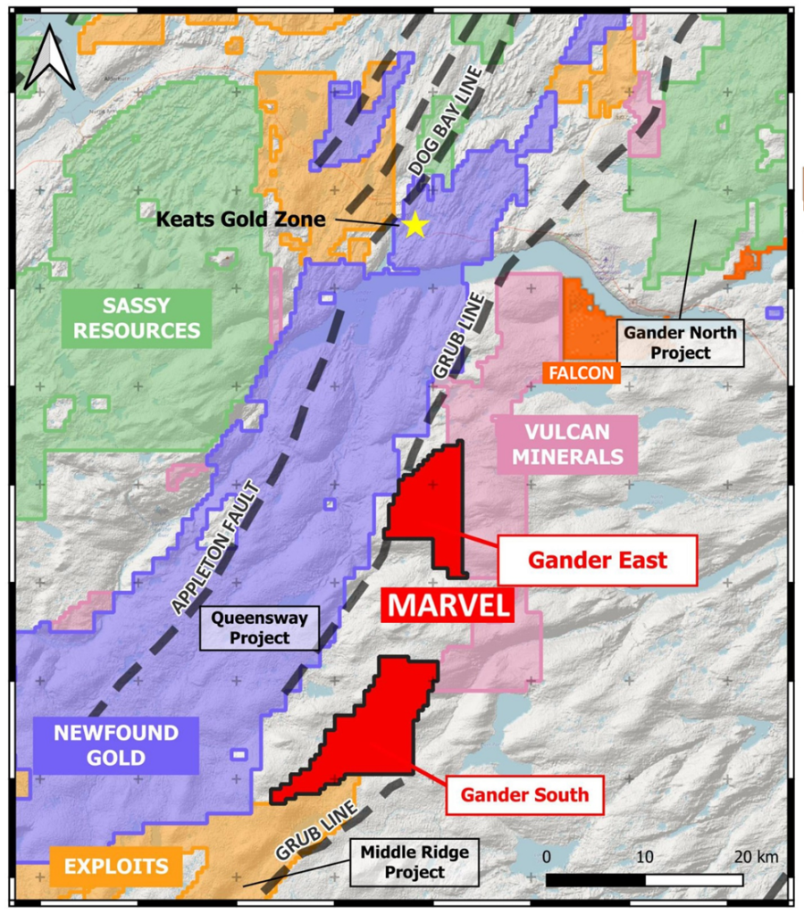 image 4 June 14, 2022. Vancouver, B.C. (TSX-V: MARV), (Frankfurt: O4T), (MARVF: OTCQB); (“Marvel” or the “Company”) is pleased to announce it has completed a structural interpretation of the high-resolution magnetic survey at the Gander East Project, Central Newfoundland. Several prominent shear and deformation zones have been identified that require follow-up prospecting, mapping, and soil sampling. Results of the boots on the ground campaign together with the favourable structural features will aid Marvel in targeting those areas of high merit for its inaugural Phase I drilling program.