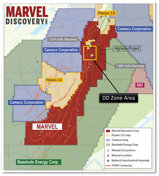 image February 10th, 2023. Vancouver, B.C. – Marvel Discovery Corp. (TSX-V: MARV), (Frankfurt: O4T), (MARVF: OTCQB); (“Marvel” orthe “Company”) is pleased to announce that it has received the necessary permits to complete an inaugural diamond drilling program at the DD and Highway Zone within the KLR-Walker Uranium Project (“the Property”) in the Athabasca Basin. The drill program will consist of 10 holes totaling 1,000m. We will be reporting back on the estimated start date for drilling shortly.