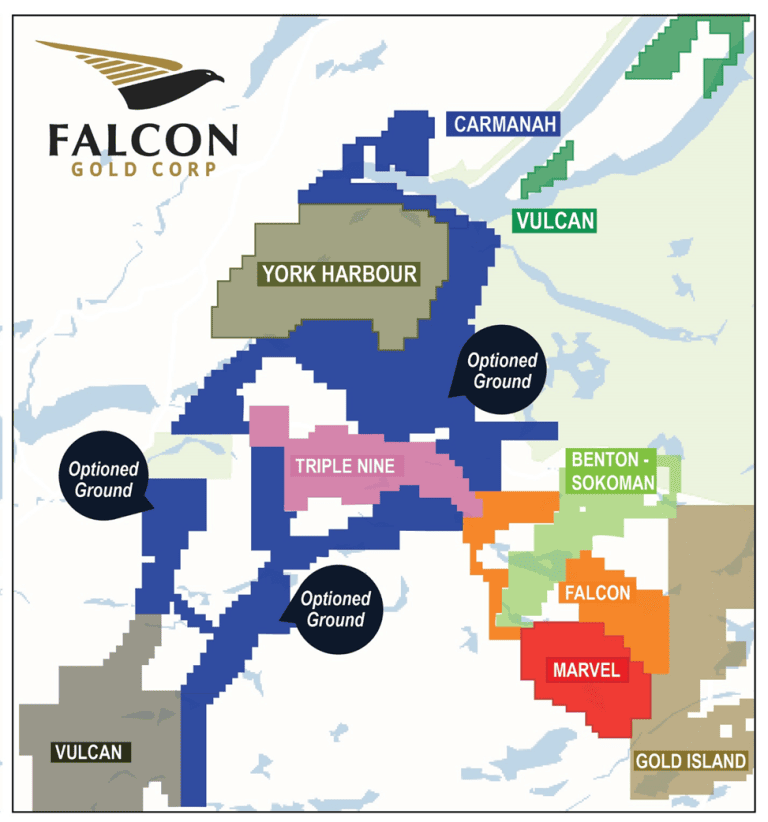 image 1 Vancouver, B.C., June 8, 2023 – Falcon Gold Corp. (FG: TSX-V), (3FA: GR), (FGLDF: OTCQB);and Marvel Discovery Corp. (MARV: TSX.V), (04T: GR), (MARVF: OTCQB) together (the Alliance), jointly hold 1402 claims (the “Property”) totaling 35,050 hectares located along the Baie Verte Brompton Line (“BVBL”) in Central Newfoundland. Falcon and Marvel have agreed to option their interests in the Property to Carmanah Minerals Corp. (“Carmanah”). Carmanah recently announced the acquisition of the Hare Hill Pluton Rare Earth Project covering 162 claims totaling 4,050 hectares in Western Newfoundland. The property is directly contiguous to the recent “Bottom Brook Acquisition” by York Harbour Metals Inc. announced December 21, 2022.